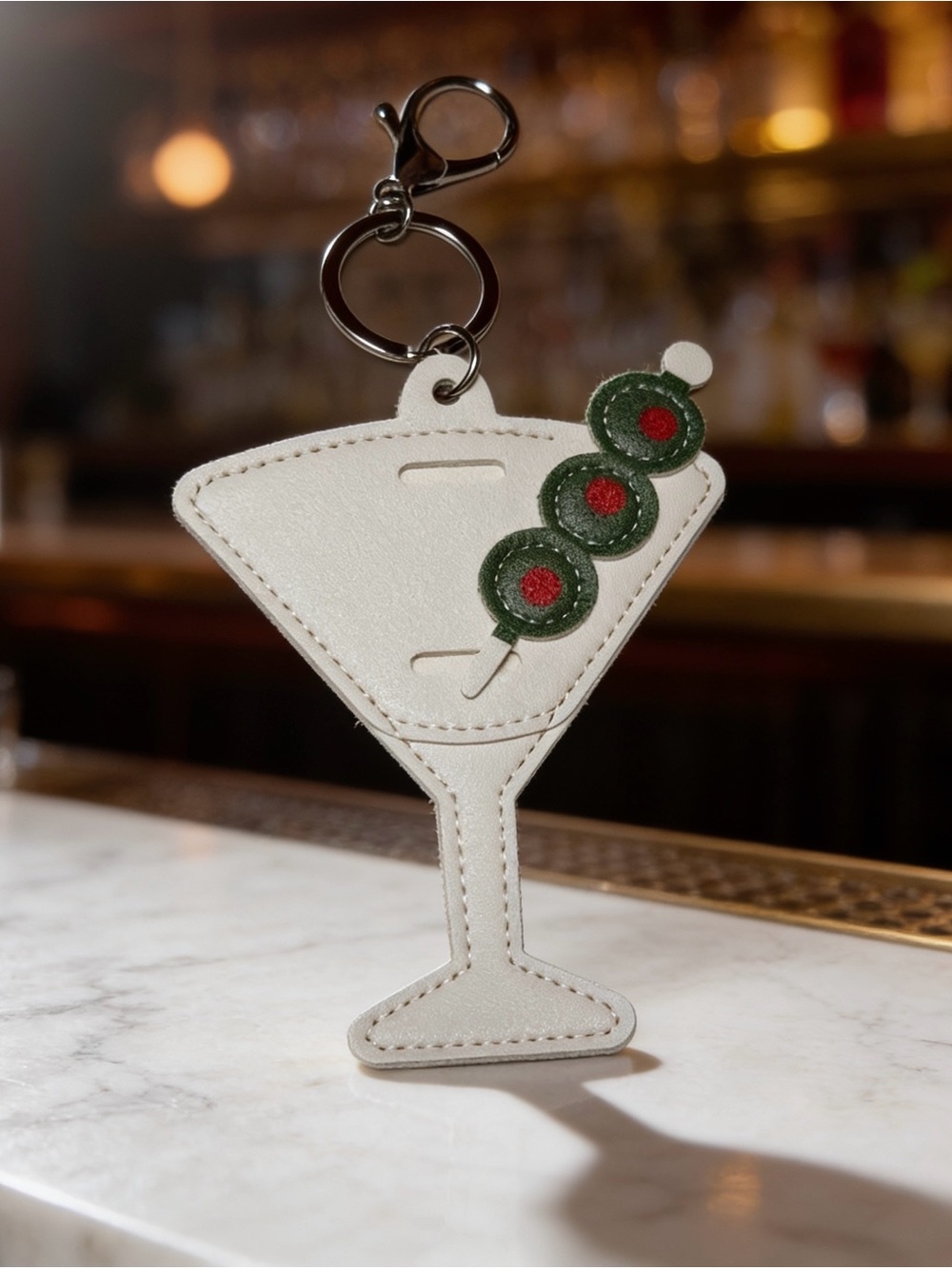 Elan’s Daughter Martini Glass Olive Keychain Bag Charm Cocktail Novelty New!
